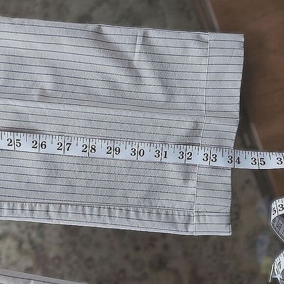 Vtg Tabi cropped mid-rise cream pinstripe summer ankle slacks - Picture 11 of 15